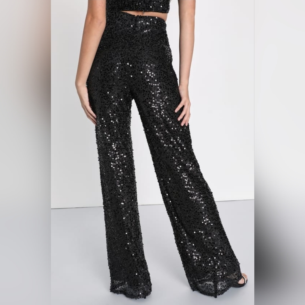 Lulus Sparkling Image Black Sequin Party Two-Piece Jumpsuit, Size S - Picture 2 of 16